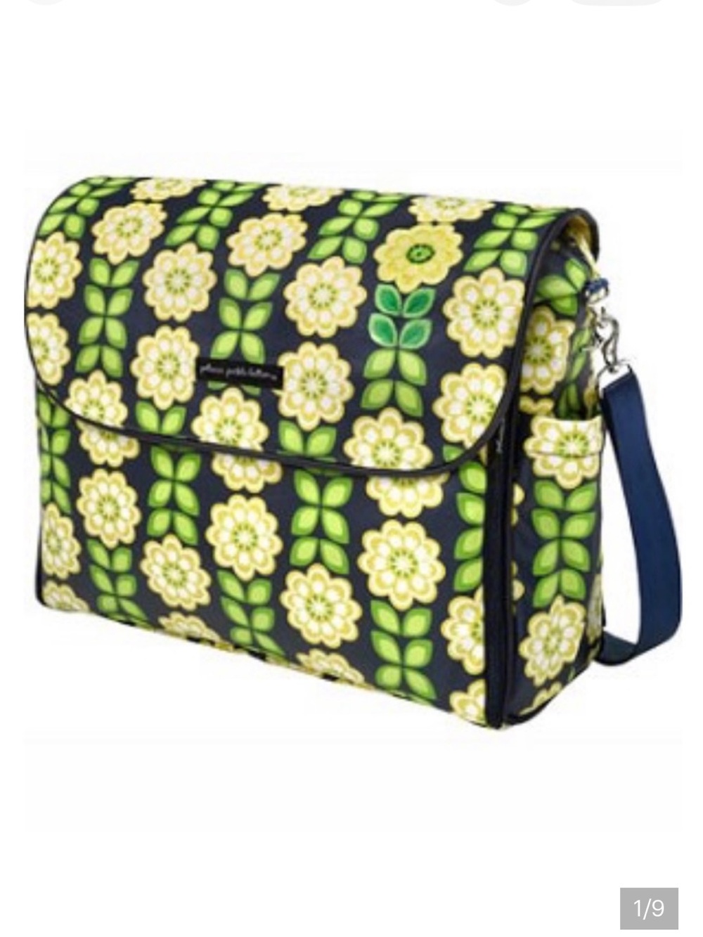 Petunia Pickle Bottom Boxy Convertible Diaper Bag Floral Navy Yellow